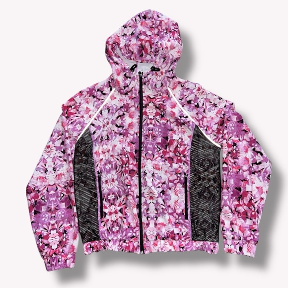 Champion Jackets & Blazers - Champion Women's Zip-Up Pink Floral Print Hooded Athletic Windbreaker